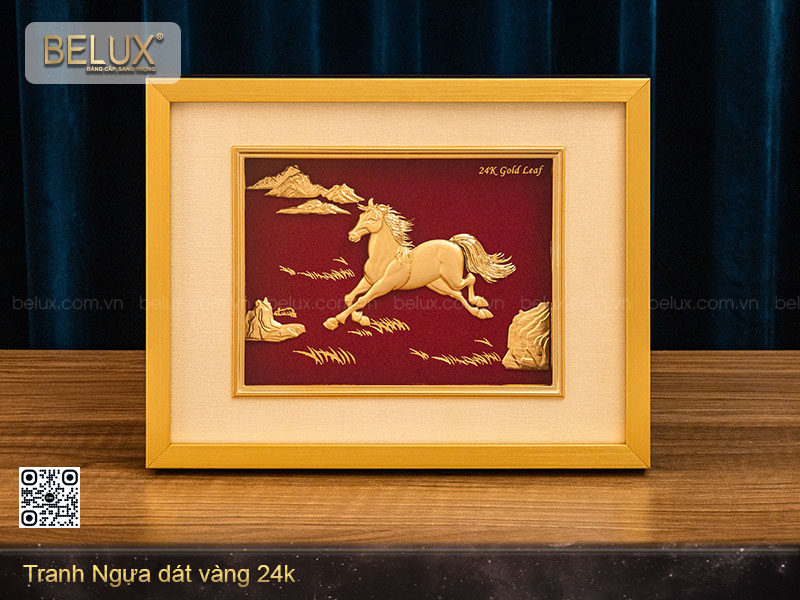 Tranh Ngựa dát vàng 24k (25x30)– Biểu tượng của sức mạnh, thành công và may mắn